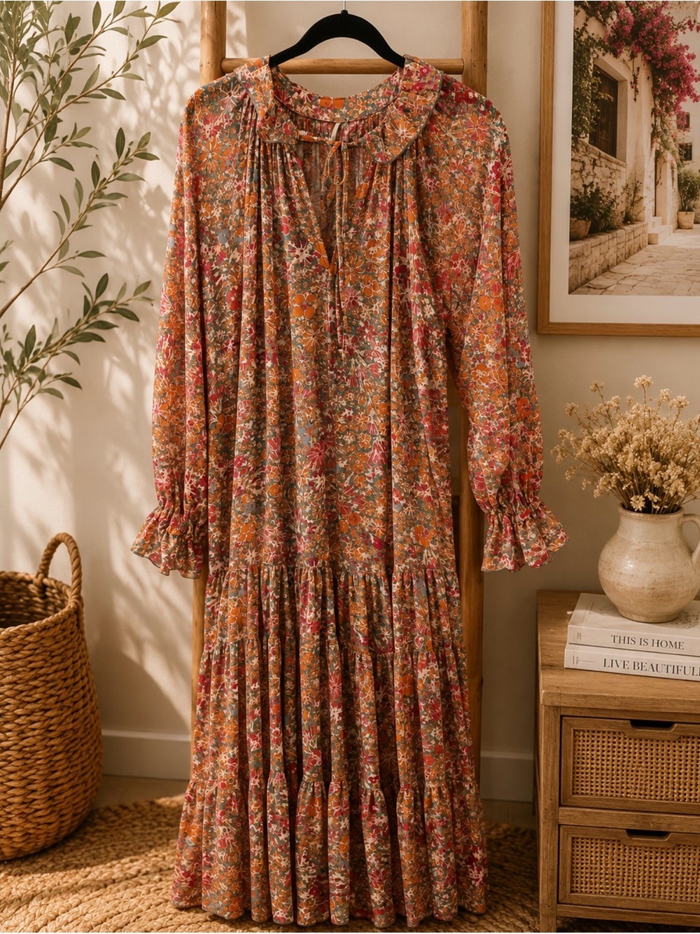 We The Free ( Feeling Groovy) Floral Ruffle Tiered Maxi Dress - Sz XS P2P 18’